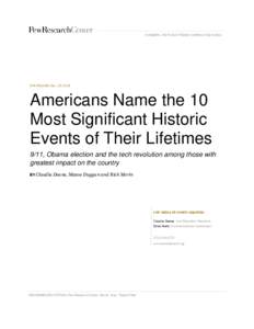 NUMBERS, FACTS AND TRENDS SHAPING THE WORLD  FOR RELEASE Dec. 15, 2016 Americans Name the 10 Most Significant Historic