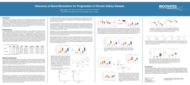 Discovery of Novel Biomarkers for Progression of Chronic Kidney Disease Ulrika Lundin, Angel Argiles, Harald Mischak, and Klaus M. Weinberger BIOCRATES Life Sciences AG, Innrain 66, 6020 Innsbruck, Austria 70.9 ± 6.9 78