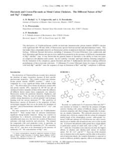 J. Phys. Chem. A 1998, 102, Flavonols and Crown-Flavonols as Metal Cation Chelators. The Different Nature of Ba2+ and Mg2+ Complexes