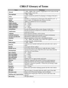 CBRAT Glossary of Terms Term Abyssal Abyssopelagic Active Actively