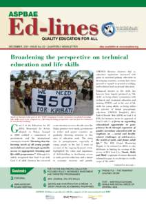 ASPBAE  Ed-lines quality education for all  December 2011 • Issue No. 03 • Quarterly Newsletter