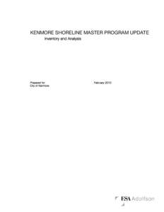 KENMORE SHORELINE MASTER PROGRAM UPDATE Inventory and Analysis Prepared for: City of Kenmore