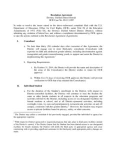 Agreement: Downey Unified School District, Downey, California: OCR Case #[removed]October 14, 2014 (PDF)