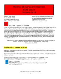 Microsoft Word - HDFS 510 Lohman Summer 2011 Syllabus Final