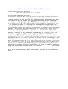 Southern Campaign American Revolution Pension Statements Pension Application of Ruel Lewis S8826 Transcribed and annotated by C. Leon Harris State of Virginia Brunswick County towit On this 22 d day of October 1832 perso