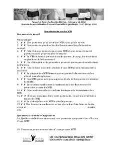 Document de travail  Questionnaire sur les MTS Vrai ou faux? 1. V F Une personne peut avoir une MTS et ne pas le savoir.