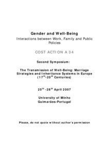 Gender and Well-Being Interactions between Work, Family and Public Policies