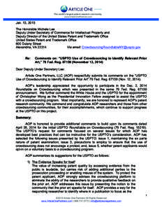 updated Article One Partners Comments on Use Crowdsourcing by USPTO December 2014