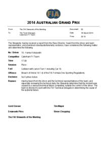 2014 AUSTRALIAN GRAND PRIX From