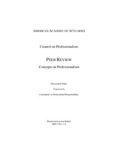 Peer Review (September 2005 discussion paper )