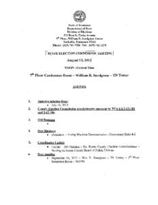 State of Tennessee Department of State Division of Elections 312 Rosa L. Parks Avenue 91• Floor, William R. Snodgrass Tower Nashville, Tennessee 37243