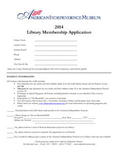 2014 Library Membership Application Library Name ________________________________________