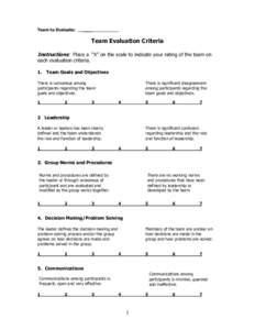 Project Team Evaluation Criteria