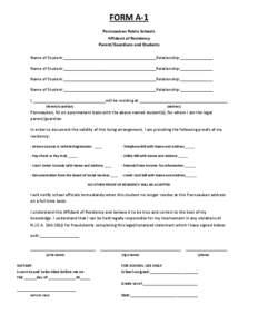 FORM A-1 Pennsauken Public Schools Affidavit of Residency Parent/Guardians and Students Name of Student:________________________________________Relationship:______________ Name of Student:________________________________