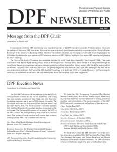 DPF NEWSLETTER The American Physical Society Division of Particles and Fields 