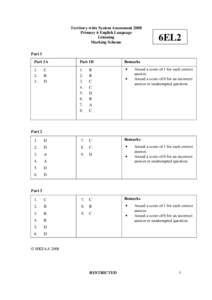 Territory-wide System Assessment 2008 Primary 6 English Language Listening Marking Scheme  6EL2