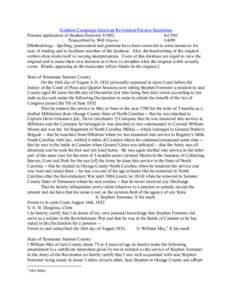 Southern Campaign American Revolution Pension Statements Pension application of Stephen Forrester S1902 fn13NC Transcribed by Will Graves[removed]Methodology: Spelling, punctuation and grammar have been corrected in some