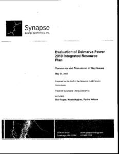 Synapse Energy Economics, Inc. Evaluation of Delmarva Power 2010 Integrated Resource Plan