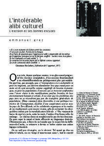 L’intolérable alibi culturel