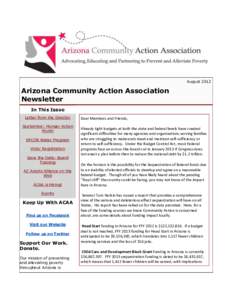 August[removed]Arizona Community Action Association Newsletter In This Issue Letter from the Director