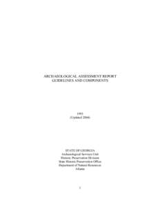 ARCHAEOLOGICAL ASSESSMENT REPORT GUIDELINES AND COMPONENTS[removed]Updated 2004)