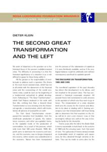 ROSA LUXEMBURG FOUNDATION BRUSSELS STRATEGY PAPER, FEBRUARY 2010 DIETER KLEIN  THE SECOND GREAT