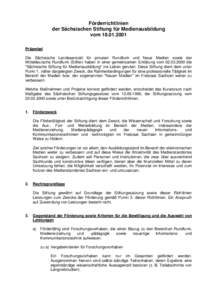 Förderrichtlinien der Sächsischen Stiftung für Medienausbildung