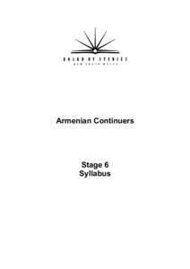 Armenian Continuers Stage 6 Syllabus