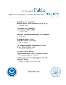 The Journal of  Public Inquiry  A Publication of the Inspectors General of the United States