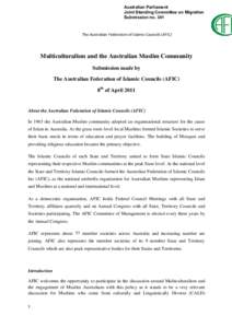 Australian Parliament Joint Standing Committee on Migration Submission no. 341    
