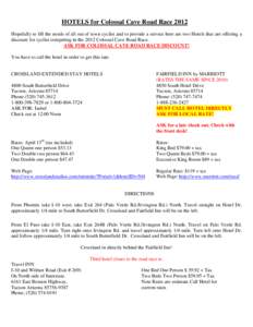 Microsoft Word - HOST HOTELS for Colossal Cave Road Race 2012.doc
