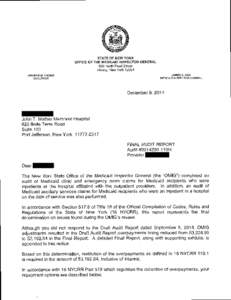 STATE OF NEW YORK OFFICE OF THE MEDICAID INSPECTOR GENERAL 800 North Pearl Street Albany, New York[removed]ANDREW M. CUOMO GOVERNOR