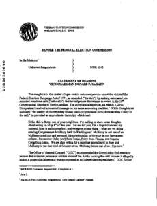 FEDERAL ELECTION COMMISSION WASHINGTON, D.C[removed]BEFORE THE FEDERAL ELECTION COMMISSION Q