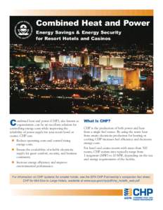 Combined Heat and Power Energy Savings & Energy Security for Resort Hotels and Casinos