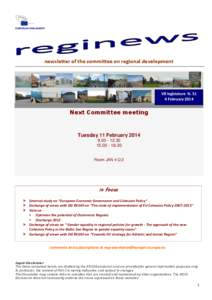 EUROPEAN PARLIAMENT  newsletter of the committee on regional development VII legislature N[removed]February 2014