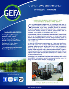 GEFA NEWS QUARTERLY OCTOBER 2013 C  FINANCING ENERGY EFFICIENCY AND