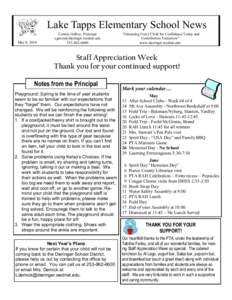 Lake Tapps Elementary School News May 8, 2014 Connie GeRoy, Principal [removed[removed]