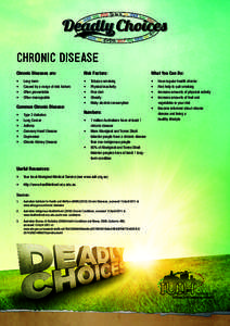 Chronic Disease Chronic Diseases are: Risk Factors:  What You Can Do: