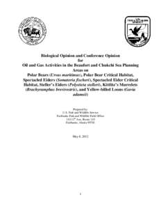 F8  Biological Opinion and Conference Opinion for Oil and Gas Activities in the Beaufort and Chukchi Sea Planning Areas on