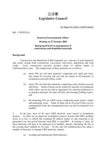 立法會 Legislative Council LC Paper No. CB[removed]) Ref. : CB1/PL/EA Panel on Environmental Affairs Meeting on 27 October 2003