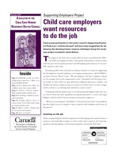 Spring[removed]A BULLETIN OF THE CHILD CARE HUMAN RESOURCES SECTOR COUNCIL