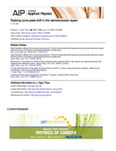 Rocking curve peak shift in thin semiconductor layers C. R. Wie Citation: J. Appl. Phys. 66, ); doi: View online: http://dx.doi.org View Table of Contents: http://jap.aip.org/re