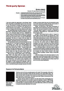 Third-party Opinion Eiichiro Adachi Counselor, The Japan Research Institute (JRI) Biography  Currently the head of JRI’s ESG Research Center, he previously served in the Corporate