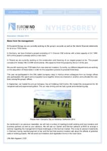 #13 NEWSLETTER OktoberEUROWIND ENERGY EUROWIND ENERGY SOLUTIONS