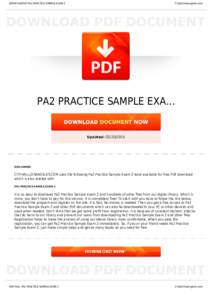 BOOKS ABOUT PA2 PRACTICE SAMPLE EXAM 2  Cityhalllosangeles.com PA2 PRACTICE SAMPLE EXA...