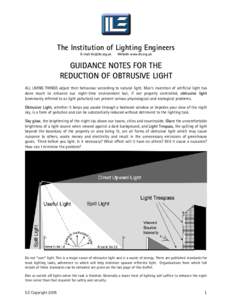 The Institution of Lighting Engineers Email [removed] Website www.ile.org.uk  GUIDANCE NOTES FOR THE