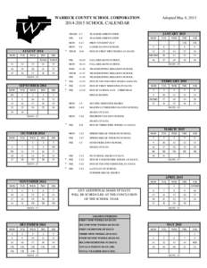WARRICK COUNTY SCHOOL CORPORATION  Adopted May 6, [removed]SCHOOL CALENDAR