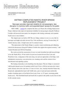 FOR IMMEDIATE RELEASE June 24, 2013