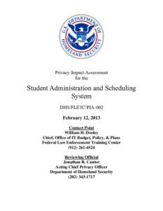 Student Administration and Scheduling System Privacy Impact Assessment