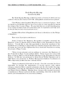 PROCEEDINGS OF THE TIOGA COUNTY LEGISLATURE – [removed]Tenth Regular Meeting October 9, 2012